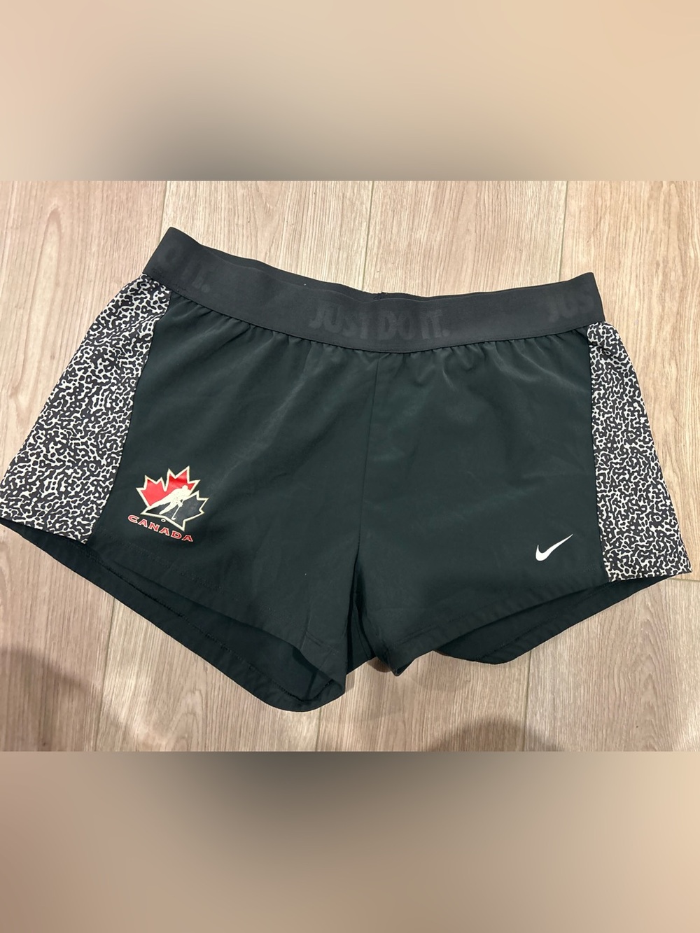 Nike Women’s Black Athletic Shorts with Hockey Canada Logo